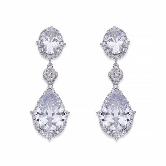 Crystals on Silver drop Earrings | ${Vendor}