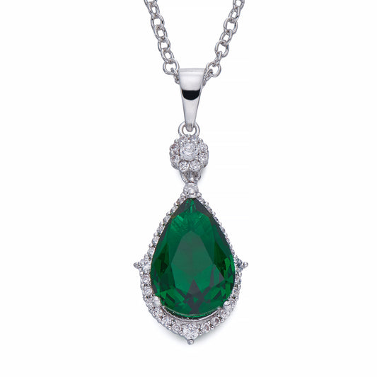 Green Teardrop Crystal Pendant Necklace | ${Vendor}