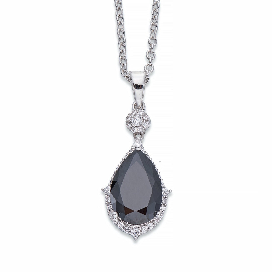 Black Teardrop Crystal Pendant Necklace | ${Vendor}