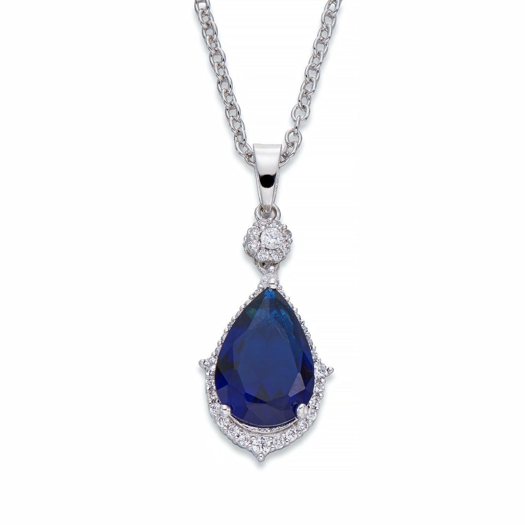 Sapphire Teardrop Crystal Pendant Necklace | ${Vendor}