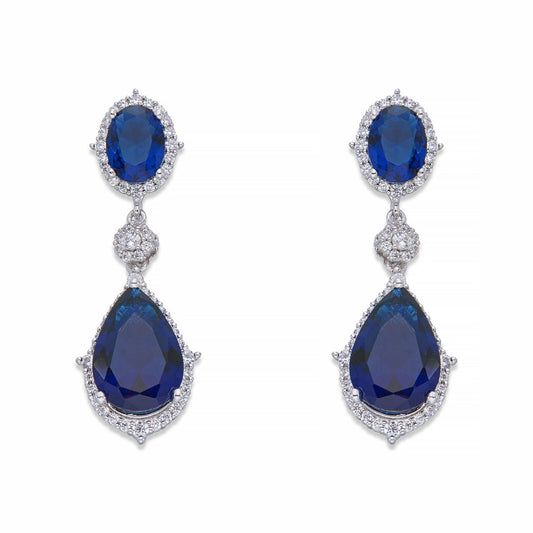 White and Sapphire Crystal Dangle Earrings | ${Vendor}