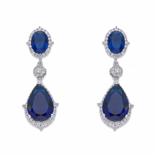 White and Sapphire Crystal Dangle Earrings | ${Vendor}