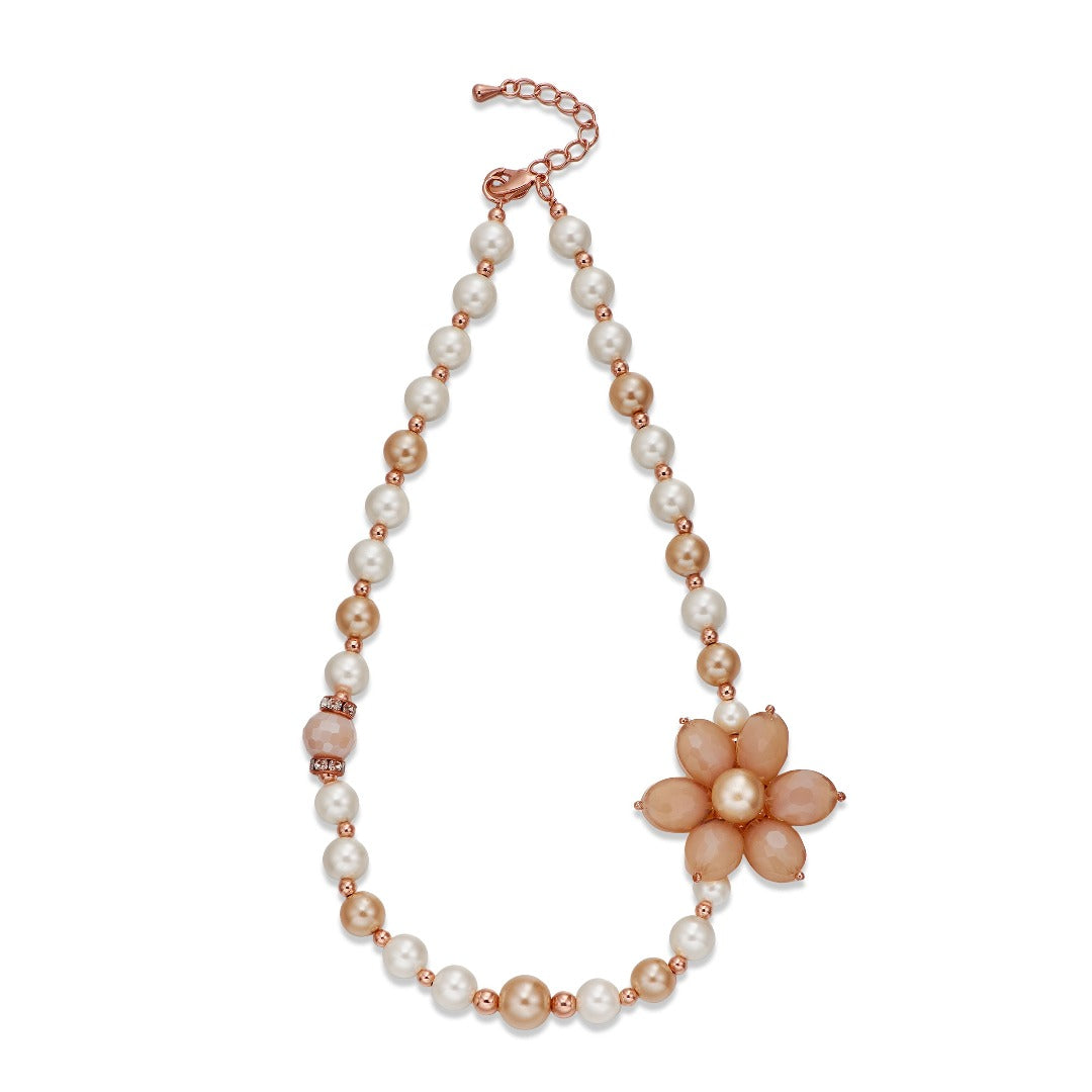Cream Pearl Flower Necklace | ${Vendor}