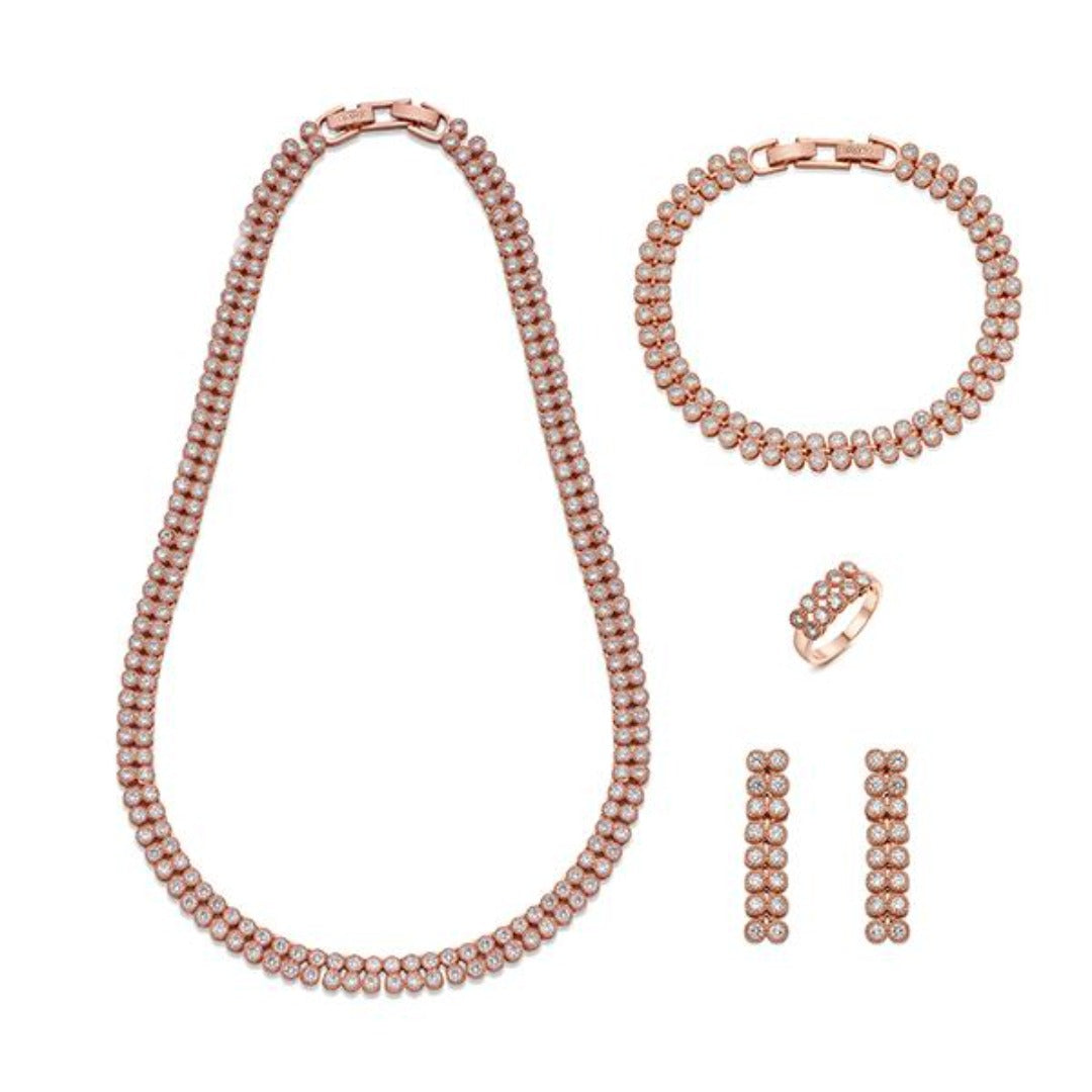 Elegant Double Loop Crystals and Rose Gold Jewellery Set | ${Vendor}