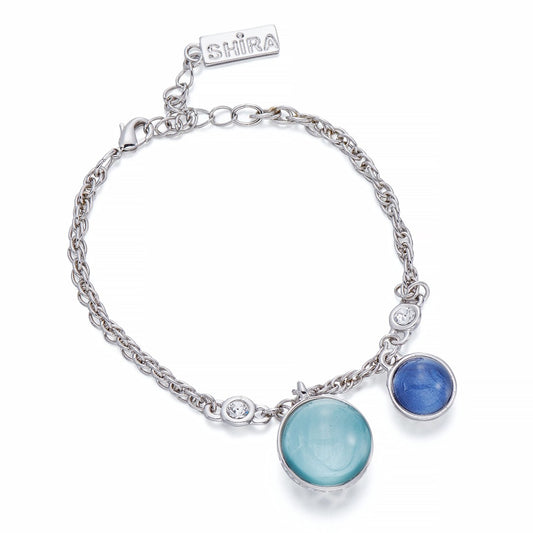 Blue Stones &amp; Crystals on Silver Bracelet | ${Vendor}