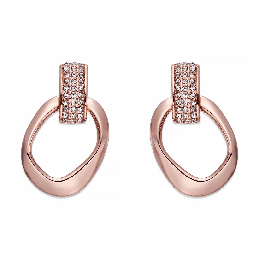Polished Rose Gold Earrings With Crystals | ${Vendor}