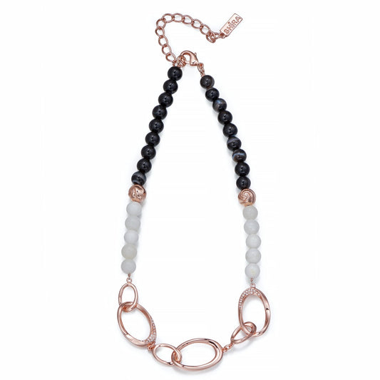 Black, White and Rose Gold Ball Chain Necklace | ${Vendor}