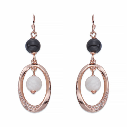 Black, White and Rose Gold Dangle Earrings | ${Vendor}
