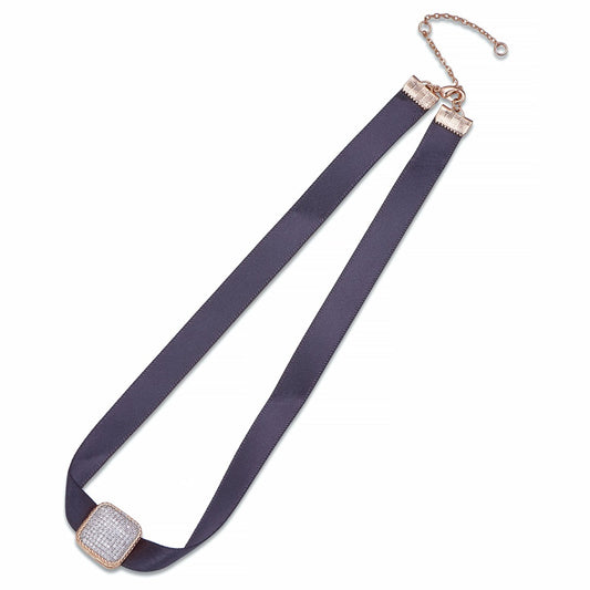 Black Choker with Crystals on Rose Gold | ${Vendor}