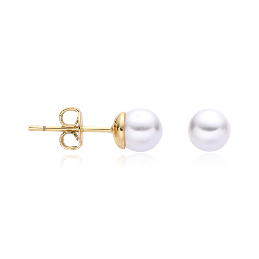 Pearl Stud Earrings with Gold Plating