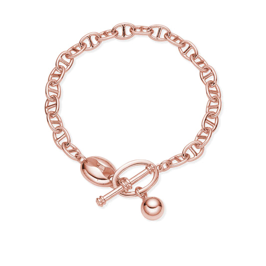 Rose Gold T-Bar Link Bracelet