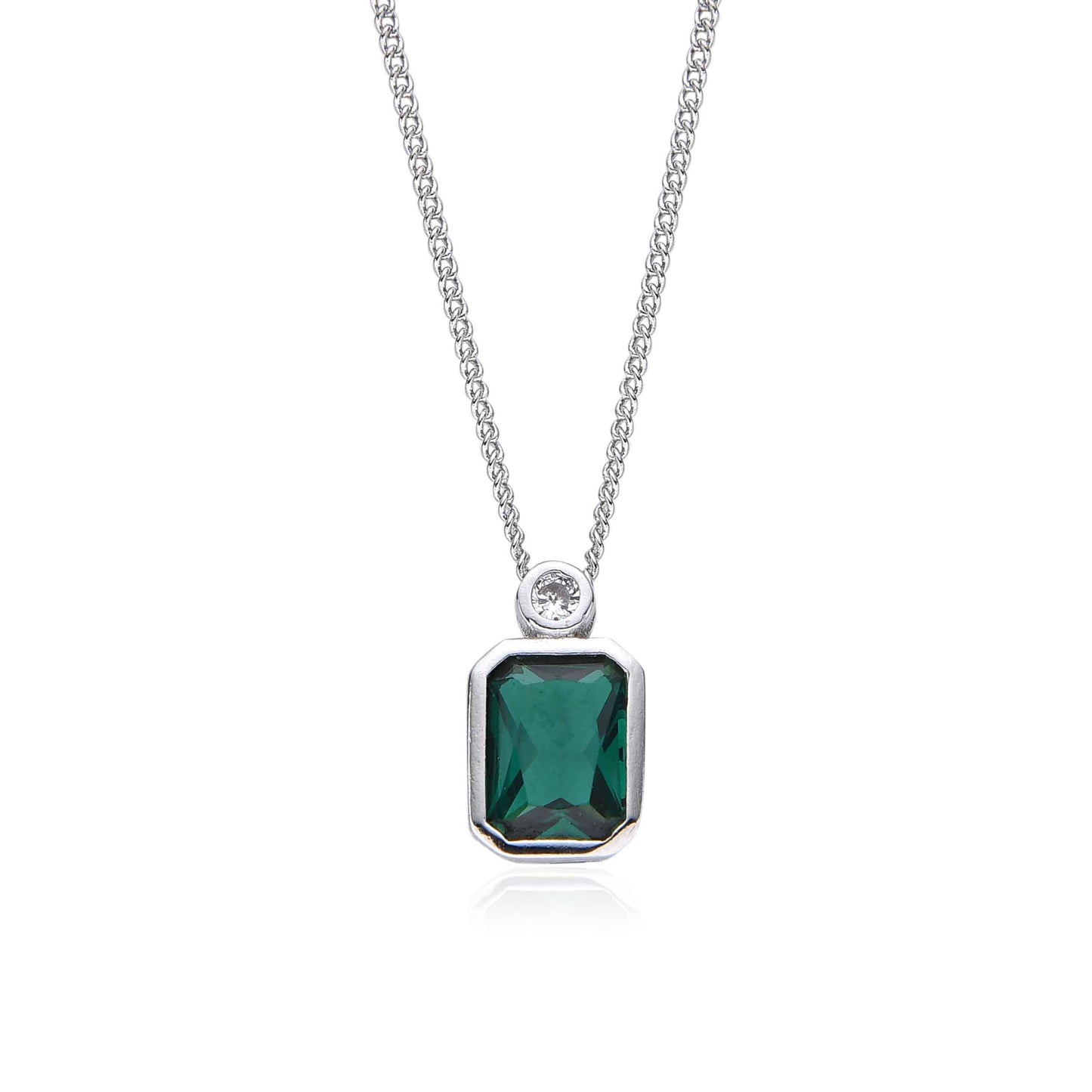 Necklace with Rectangle Emerald Green Pendant