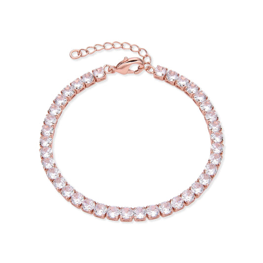 Rose Gold Tennis Bracelet with Clear Crystals