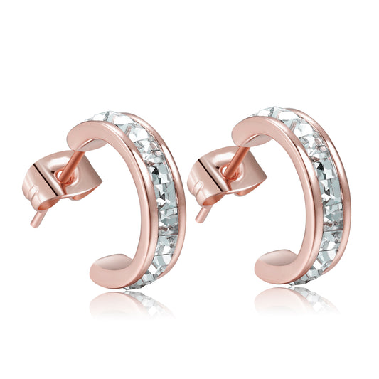 ROSE GOLD CRYSTAL HOOP EARRING