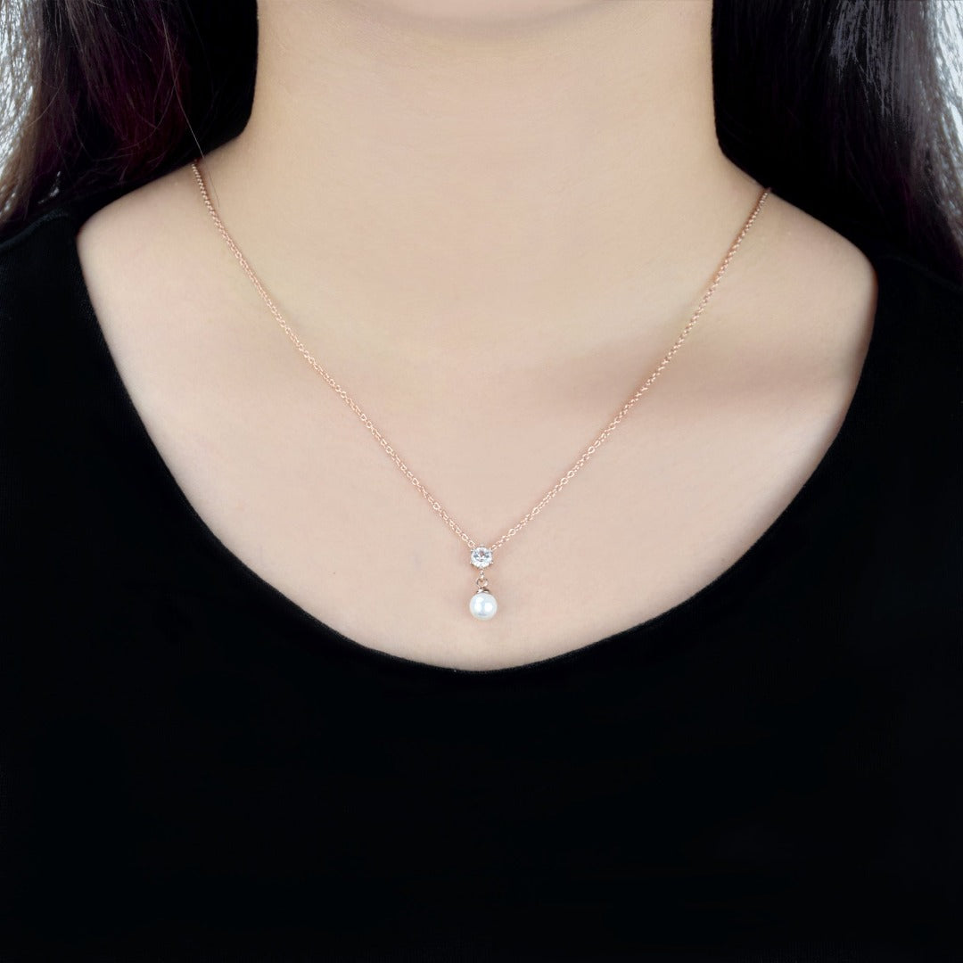 Pearl Rose Gold Necklace | ${Vendor}