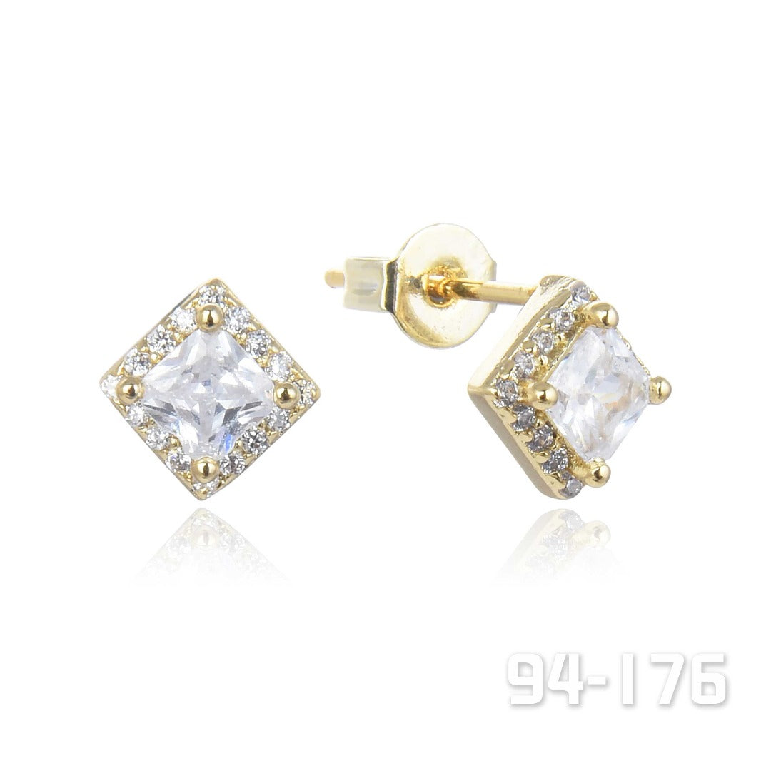Crystal on Gold Dimond Shaped Earrings | ${Vendor}