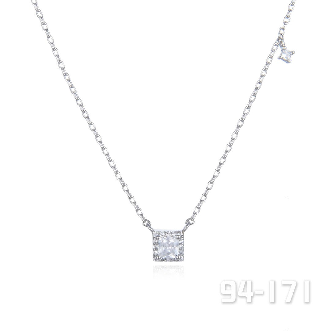 Crystal on Rhd Square Necklace | ${Vendor}