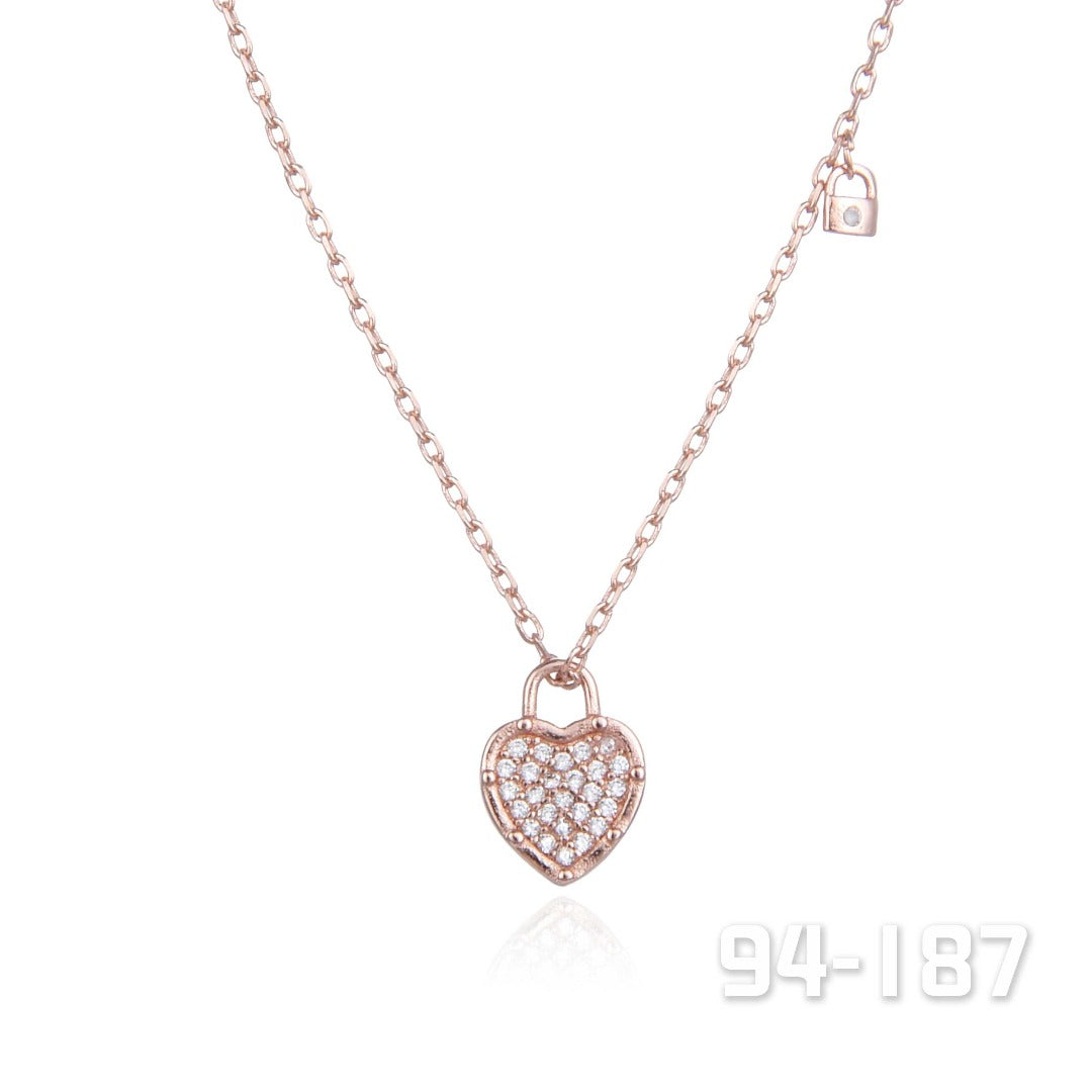 Rose Gold Heart Lock Necklace