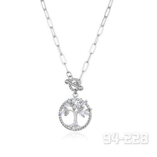 Crystal on Rhd Tree of Life Charm Necklace | ${Vendor}