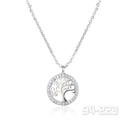 Crystal on Rhd Tree of Life Necklace | ${Vendor}