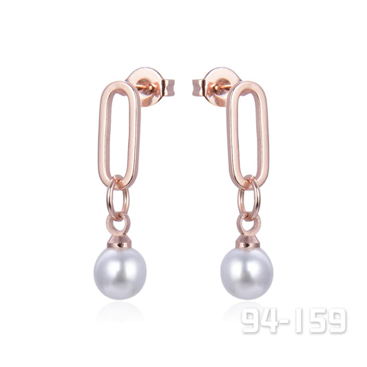 Rose Gold Pearl Drop Earrings
