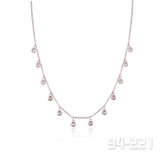 Rose Gold Necklace with Crystals