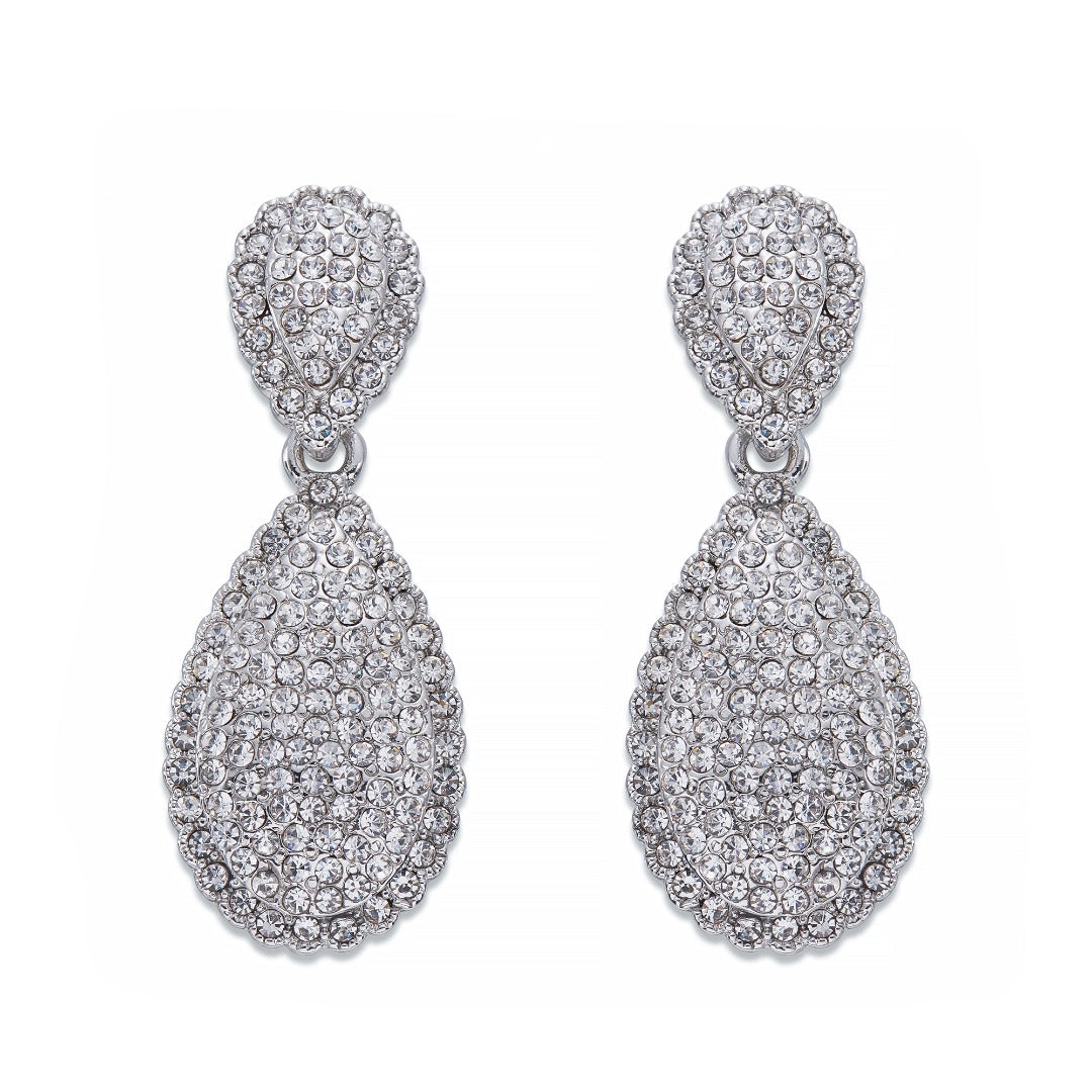 Silver and Crystals Teardrop Earrings | ${Vendor}