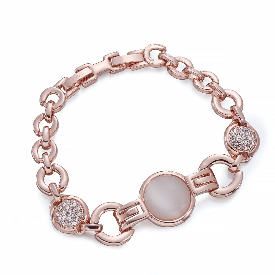 Rose Gold Bracelet With Crystals and Pearl | ${Vendor}