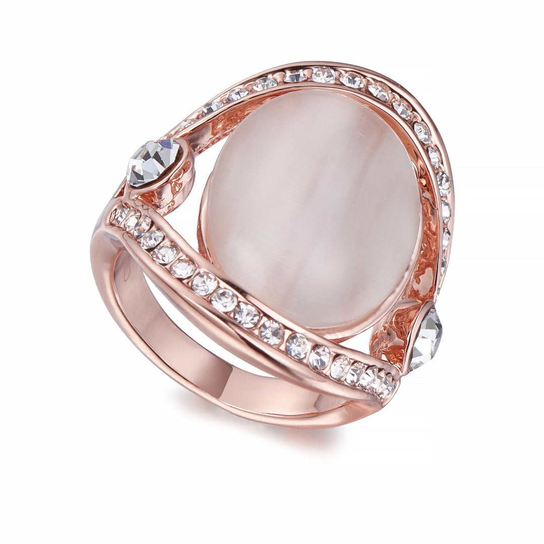 Rose Gold Ring With Crystals And Pearl | ${Vendor}