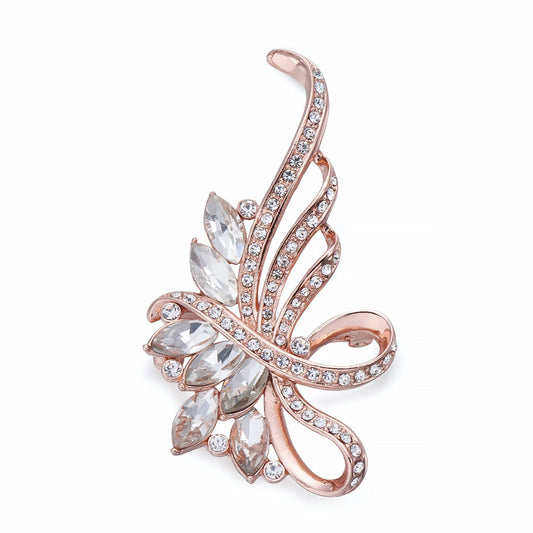 Organic Form Rose Gold and Crystal Brooch | ${Vendor}