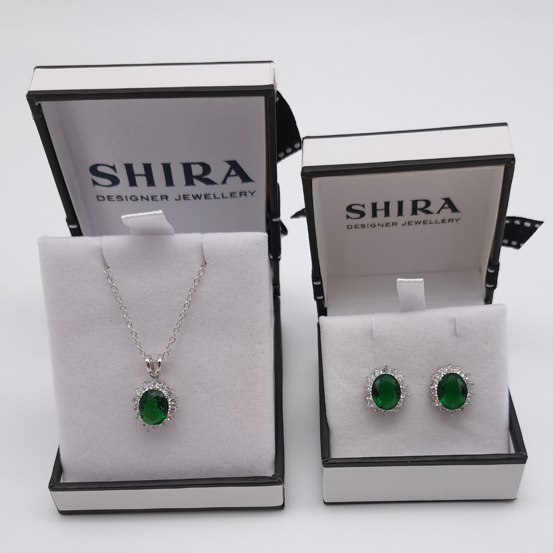 Crystal Emerald Necklace and Earring Set | ${Vendor}