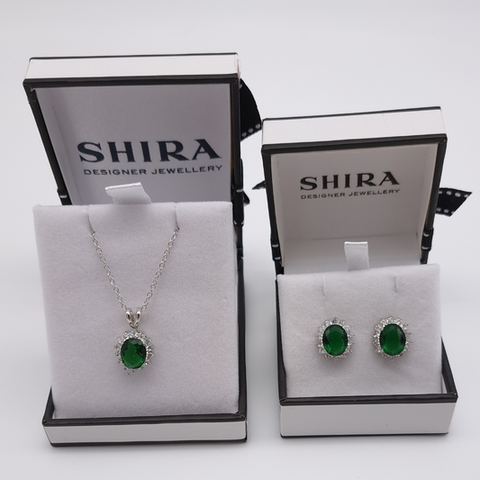 Crystal Emerald Necklace and Earring Set | ${Vendor}