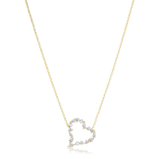 SifJakobs Pearl and Zirconia Necklace - Gold