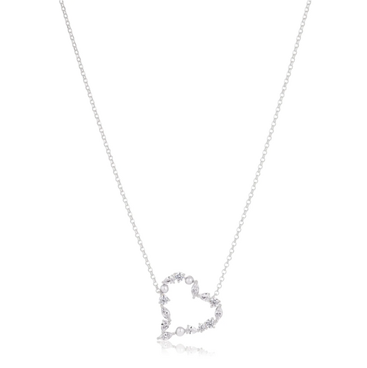 SifJakobs Pearl and Zirconia Necklace - Silver