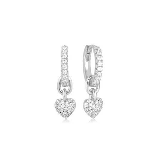 SifJakobs Heart Earrings Silver with Detachable Charm
